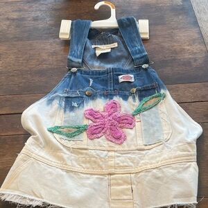 Tricia Fix Denim and Cream Crop Top with Pink Floral Accent